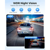 Dash Cam Front and Rear, 4K+1080P Dual Dash Camera for Cars,With Built-In Wifi G-Sensor, ADAS, App Control, 24H Parking Mode, Waterproof Backup Camera, 64GB Card Included