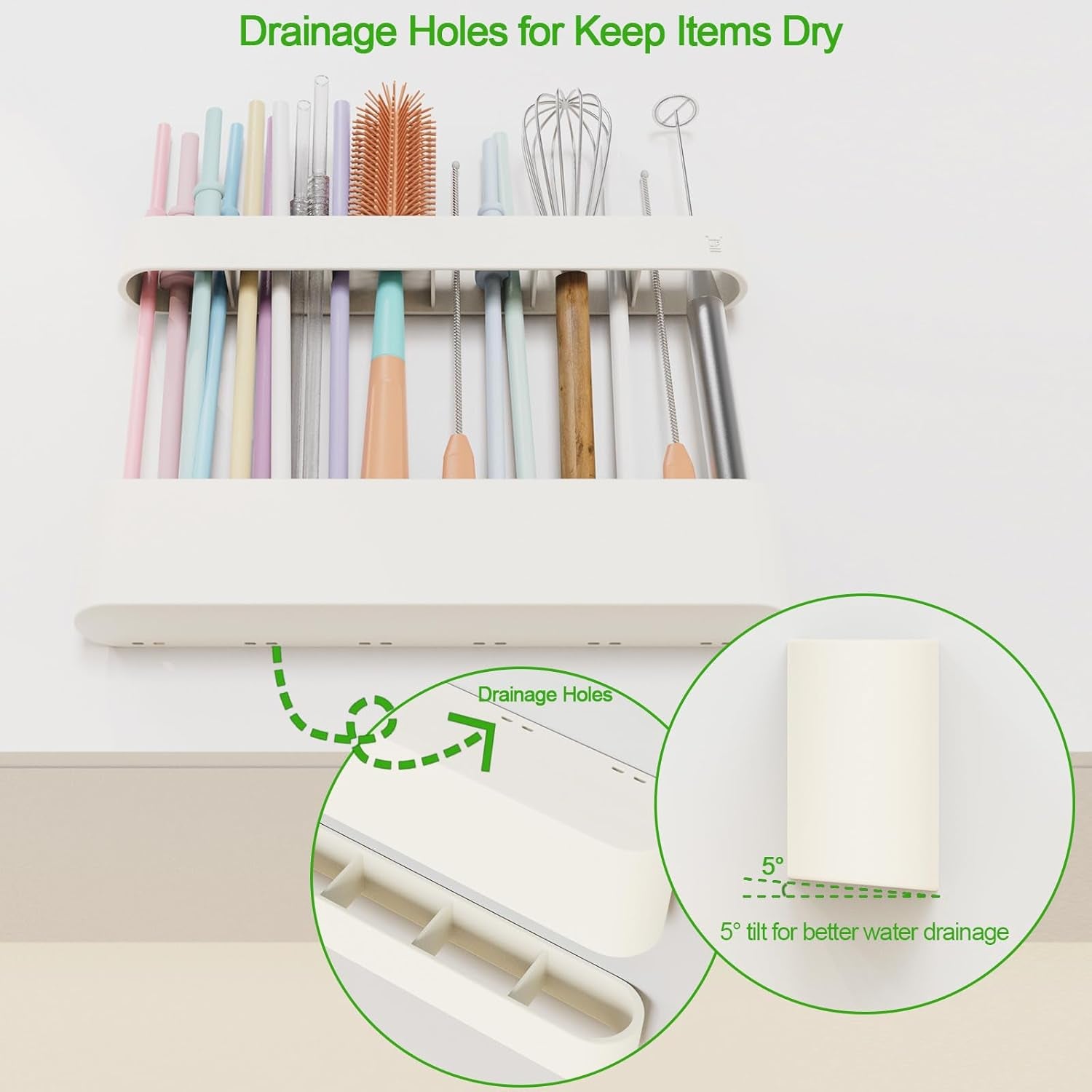 Straw Holder for Cabinet Door, Silicone Straw Organizer for Cabinet Door
