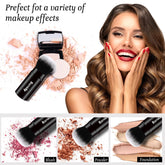 Makeup Brush Kabuki Face Brushes Retractable Travel Blush Brush Portable Flawless for Foundation, Powder Blush, Bronzer, Buffing, Liquid, Cream, Cruelty Free with Cover(Round-Head)