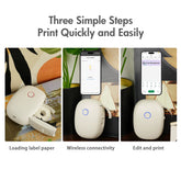 Mini Portable Wireless Inkless Thermal Printer Bluetooth Pocket Label Maker Home Study with 1Roll Stickable Label Paper