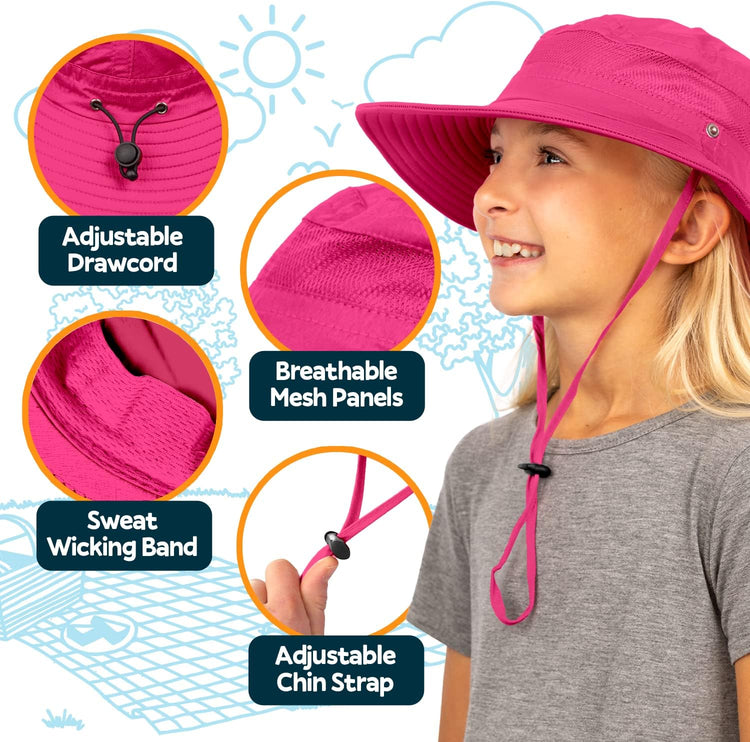 Safari Hats for Kids UPF 50+ Kids Sun Hats Boys & Girls Bucket Hat