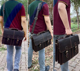 Leather Messenger Bag for Men 16" Laptop Office Business Briefcase Leather Computer Work Bag Shoulder Satchel by
