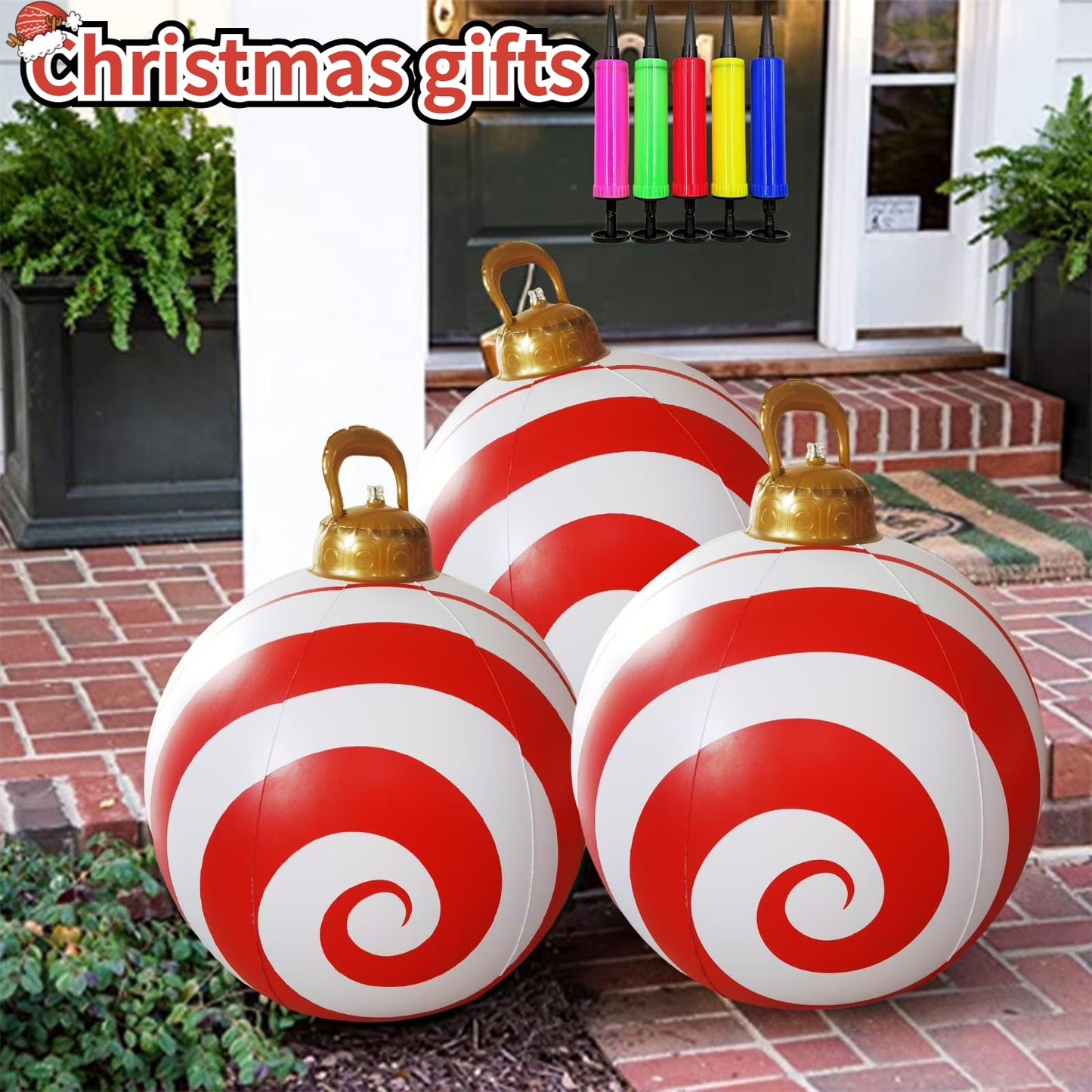 1.97Ft Inflatable Christmas Ball Ornaments Outdoor Large Xmas Blow Ball Decorations for Christmas,Christmas Decoration Pvc Inflatable Christmas Christmas Tree Decorations(A)