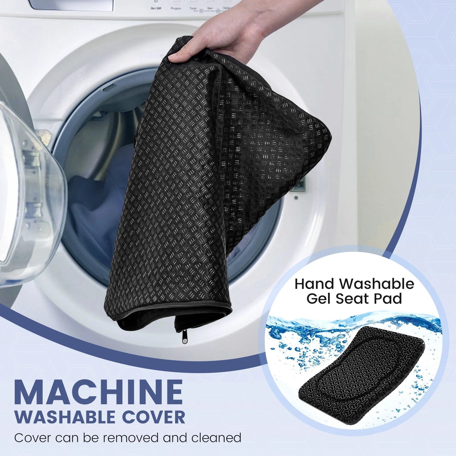Gel Seat Cushion for Long Sitting, Office Chair, Car, Wheelchair, Black