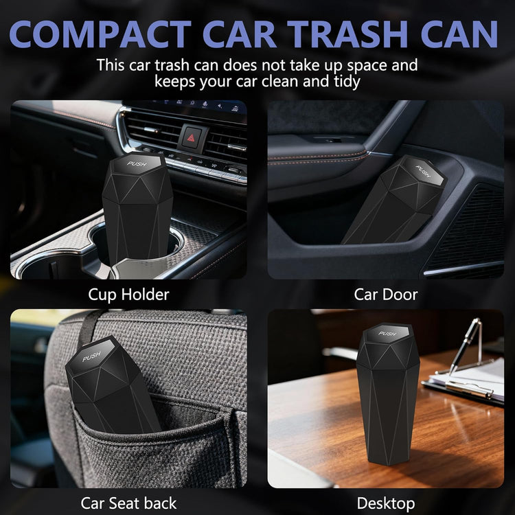 Car Trash Can with Lid - 1-Pack, Interior Accessories for Vehicles, Leakproof Garbage Can with 30 Detachable Trash Bags, Multipurpose Organizers and Storage Solutions for Home and Office