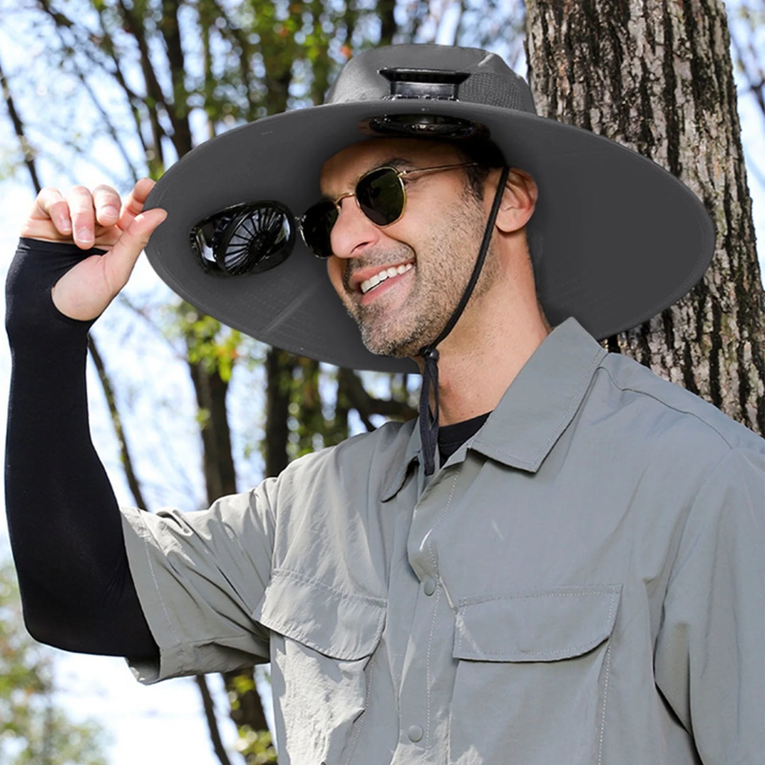 Solar Fan Hat,Solar Powered Fan Hat,Wide Brim Solar Fan Hat Outdoor Wide Brim Sun Hat Solar Panel Fan Hat Solar Hat with Built in Fan with 2 Solar Fan Fishing Hat for Men - Removable & Usb Charging