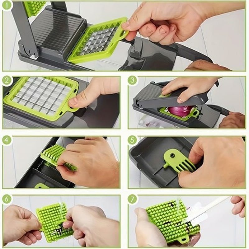 15-In-1 Vegetable Fruit Kitchen Chopper Cutter Food Onion Veggie Dicer Slicer