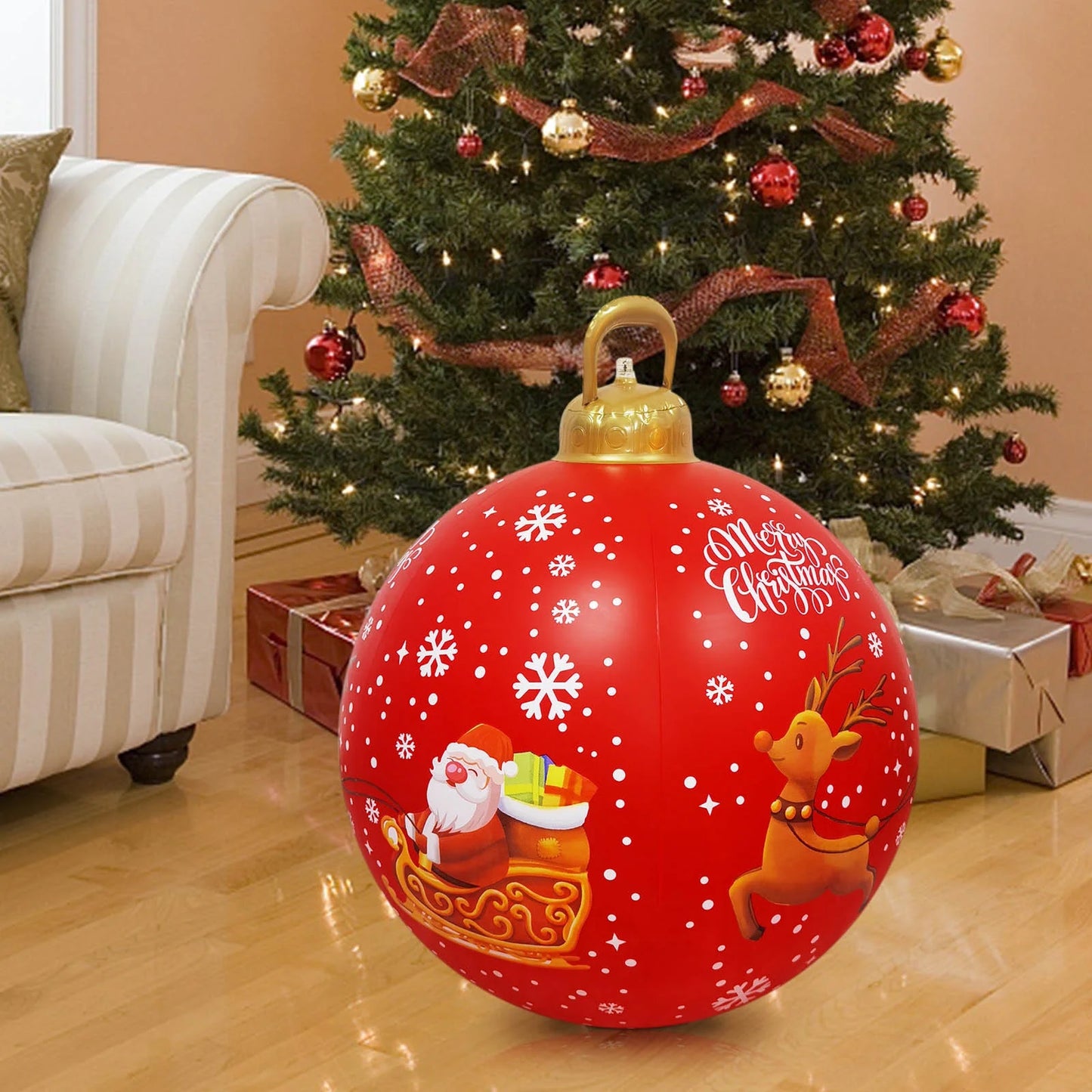 Christmas Decorations Clearance 60CM/23.62" Outdoor Christmas Inflatable Decorated Ball Giant Christmas Inflatable Ball Christmas Tree Decorations Christmas Gifts