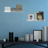 4 Packs 14 Inch Acrylic Floating Bookshelf, Wall Mounted Shelf, Ledge Book Shelf for Living Room, Office, Bedroom, Bathroom, Kitchen