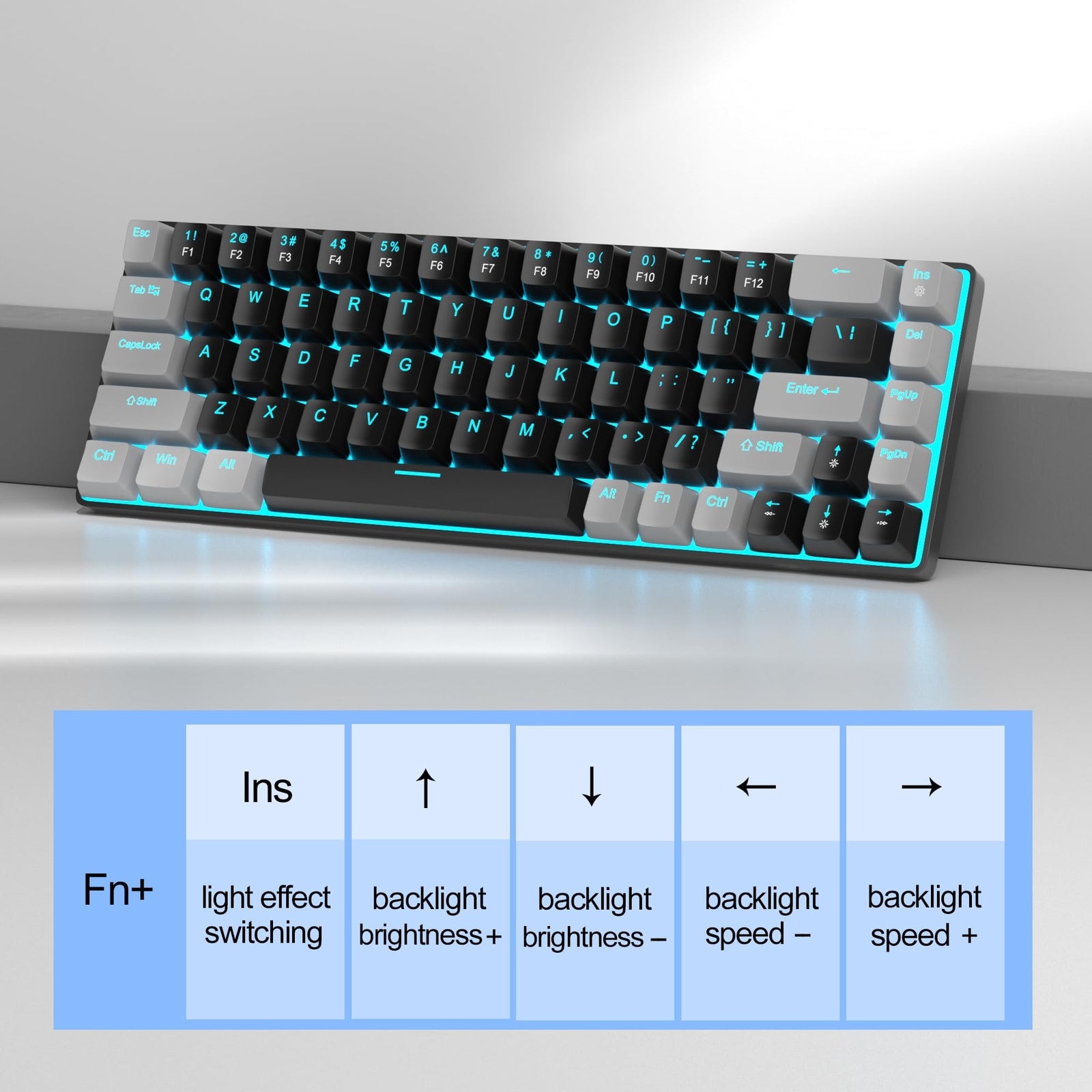 Portable 60% Mechanical Gaming Keyboard, Mk-Box LED Backlit Compact 68 Keys M...