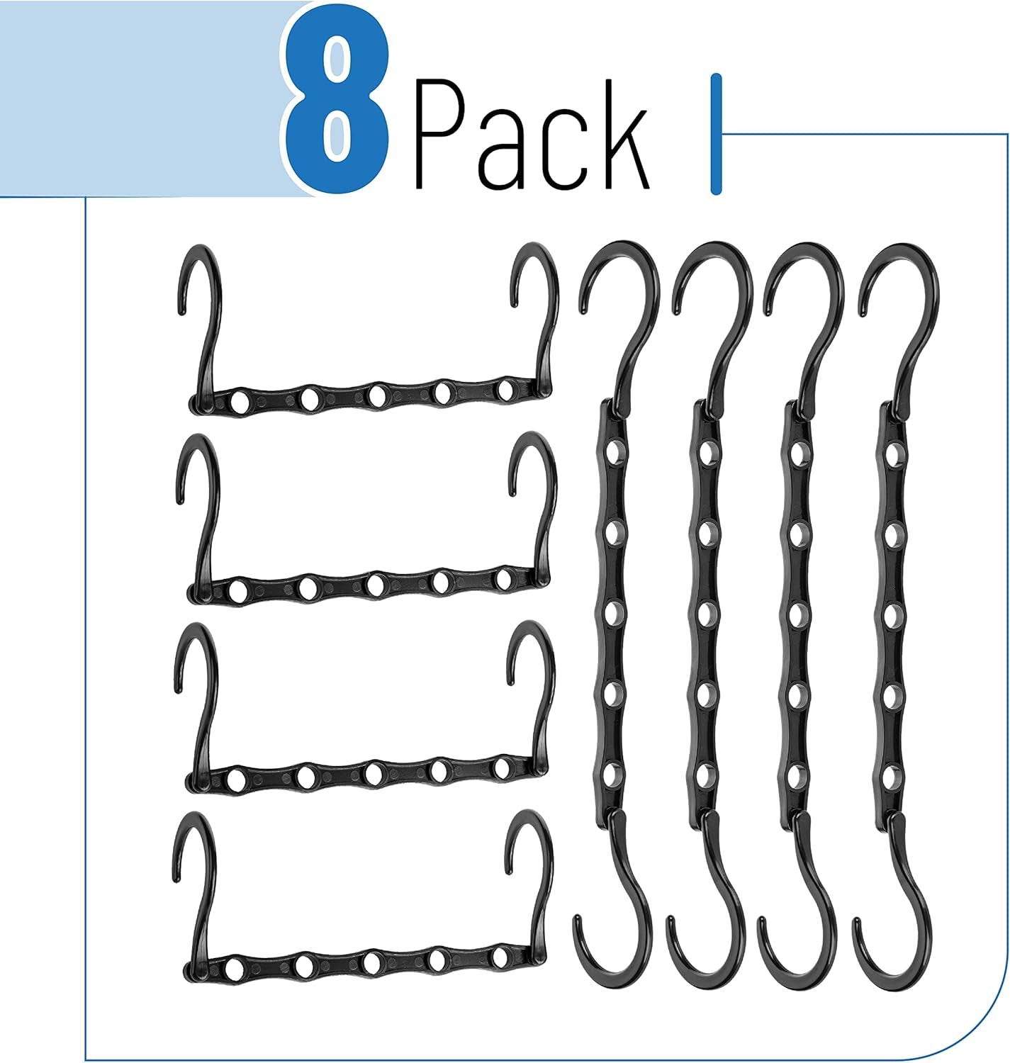 - Space Saving Hangers, Black, 8 Pack, Clothes Organizers, Shirt Hangers, Magic Closet Space Savers