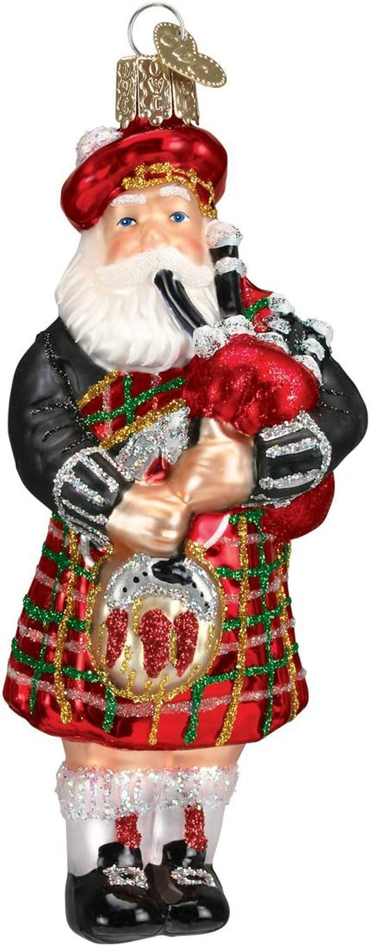 Ornaments: Assortment of Santas Glass Blown Ornaments for Christmas Tree, Highland Santa