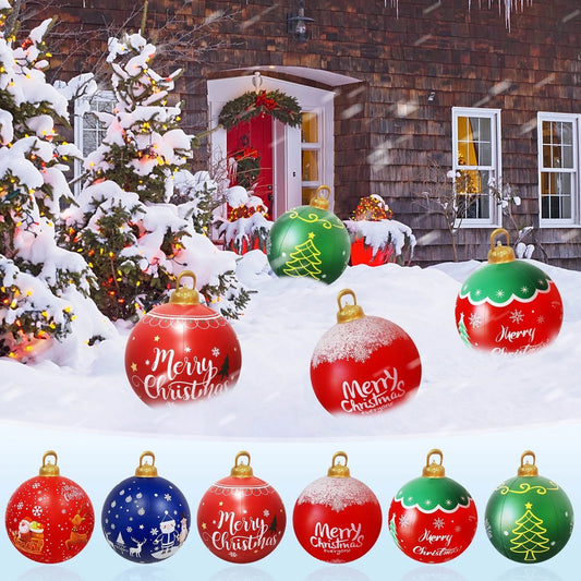 Christmas Decorations Clearance 60CM/23.62" Outdoor Christmas Inflatable Decorated Ball Giant Christmas Inflatable Ball Christmas Tree Decorations Christmas Gifts