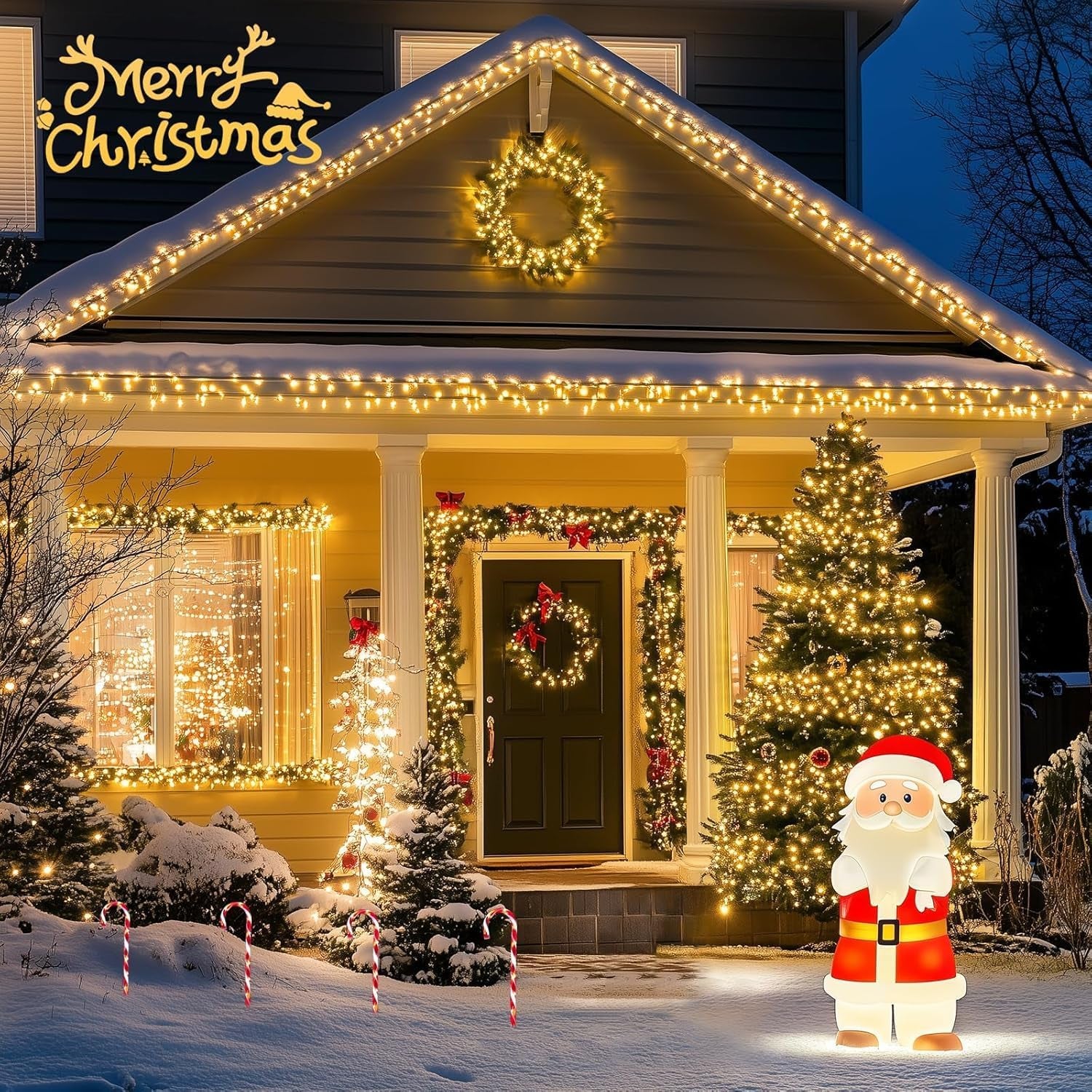 66Ft 200 LED Christmas Lights Outdoor, Warm White Christmas Tree Lights Indoor Plug In, 8 Modes Twinkle String Light for outside Bedroom Wedding Party Classroom Dorm Ceiling Home Decorations