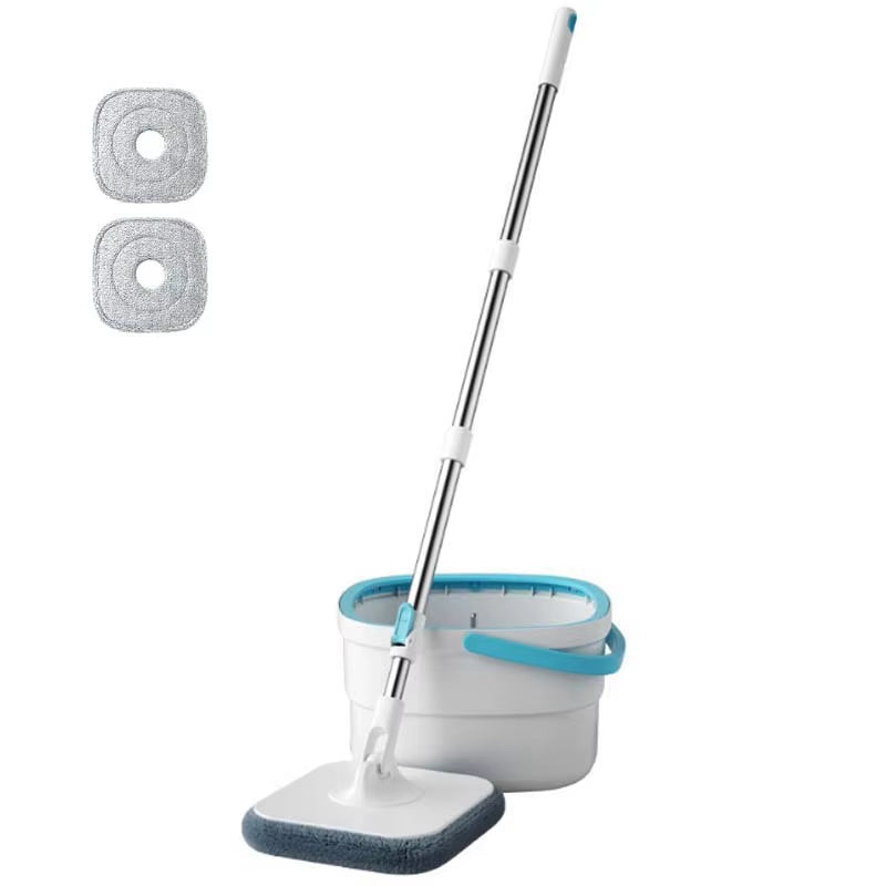 Spin Mop and Bucket Set with Dirty and Clean Water Separation System, Self-Wringing 360° Rotating Flat Mop, Hands-Free Self