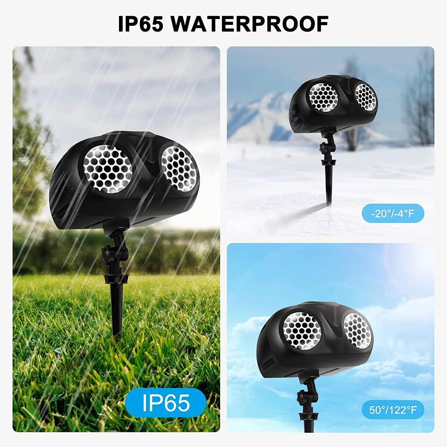 Waterproof Projector Lights with Remote Control, Lawn Stake & Indoor Base