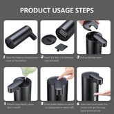 Automatic Soap Dispenser, Touchless Soap Dispenser, 3 Adjustable Volume Hand Free Soap Dispenser, Bathroom Soap Dispenser, Dish Soap Dispenser for Kitchen Bathroom, Liquid Soap Dispenser Black