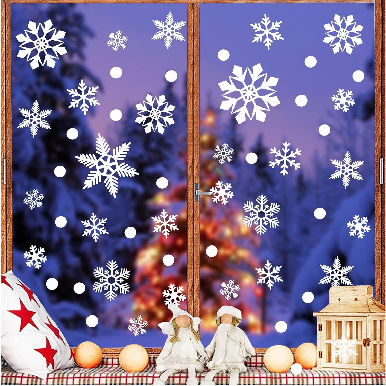 Christmas Window Decorations Christmas Window Clings 262 PCS 8 Sheets Christmas Window Stickers Xmas Holiday Santa Window Decals Clings for Glass Window/Shop Decorations
