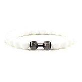 Gym Dumbbells Beads Bracelet Natural Stone Barbell Energy Weights Bracelets for Women Men Couple Pulsera Wristband Jewelry Gift