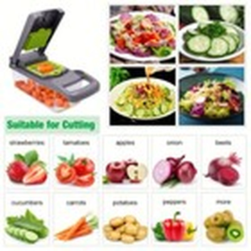 15-In-1 Vegetable Fruit Kitchen Chopper Cutter Food Onion Veggie Dicer Slicer