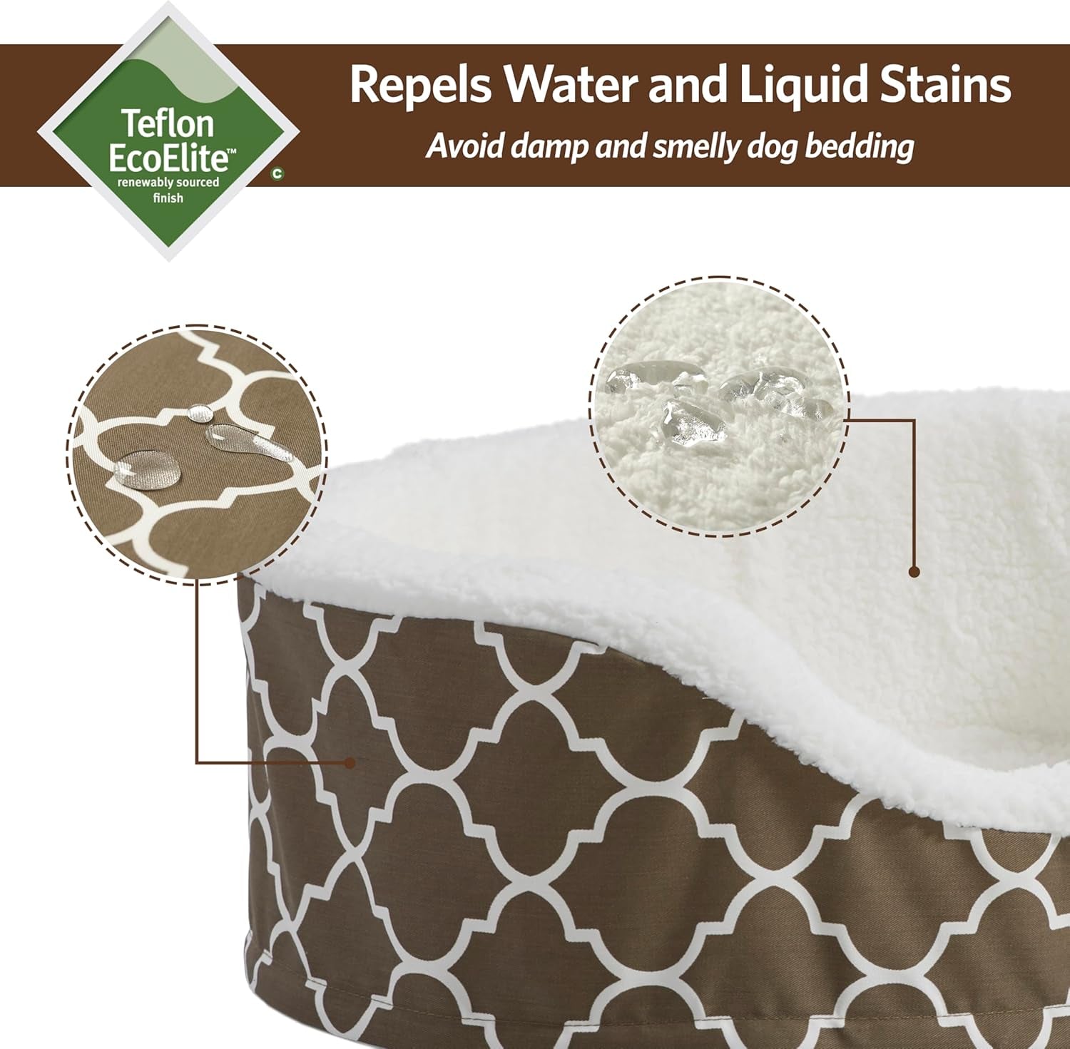 Orthoperdic Egg-Crate Nesting Pet Bed W/ Teflon Fabric Protector, Small Brown