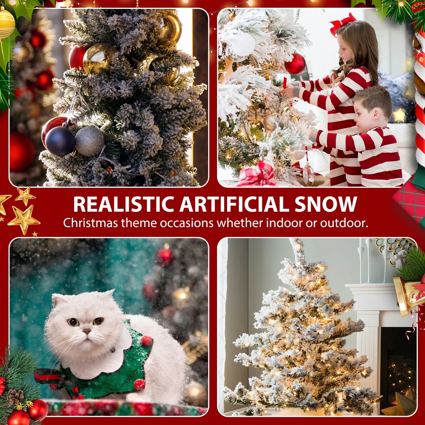 Christmas Decorations, Artificial Snow for Christmas Tree Fake Snow Decoration for Winter Displays