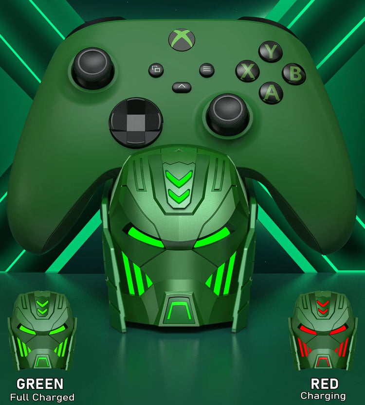 Xbox Controller Charger,  Xbox Charging Station with 2X5520Mwh Rechargeable Battery Packs for Xbox One/Series X|S /Elite Controller-Green