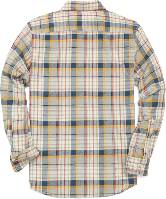 ® Flannel Shirt for Men Casual Button down Work Soft All Cotton Lightweight Flannel Mens Plaid Shirts Long Sleeve