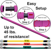 Portable Pilates Bar Kit with Resistance Bands, 6 Stackable Tension Ropes, Adjustable Strap Length, Foot Loops, Home Workout Equipment for Women. Fitness Exercises for Strength Training.