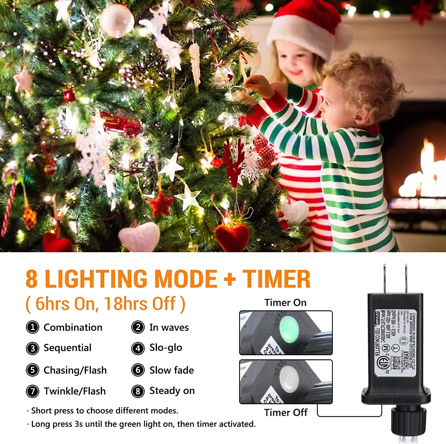 Christmas Lights Outdoor, 131Ft 350 LED String Lights, Timer, Waterproof 8 Modes Outdoor Christmas String Light - Twinkle Light for Tree Home Garden Yard Wedding Party Xmas Decor(White)