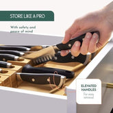 Bamboo Knife Drawer Organizer 16-Slot + Sharpener Slot | Eco-Friendly Holder