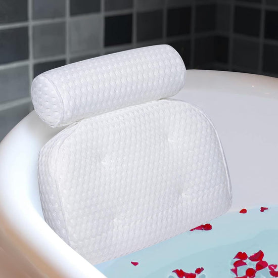 Bath Pillow for Tub Support Neck and Back, Bathtub Pillow Bath Accessories for Bathtub Women, Hot Tub Accessories for Adults White