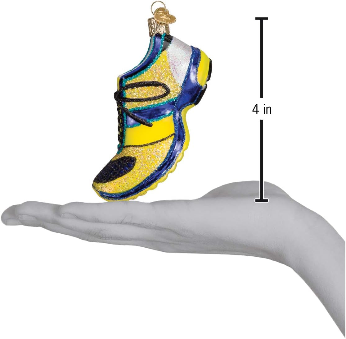 Running Shoe Glass Blown Ornament for Christmas Tree, Handcrafted Holiday Decoration, Sport Collection