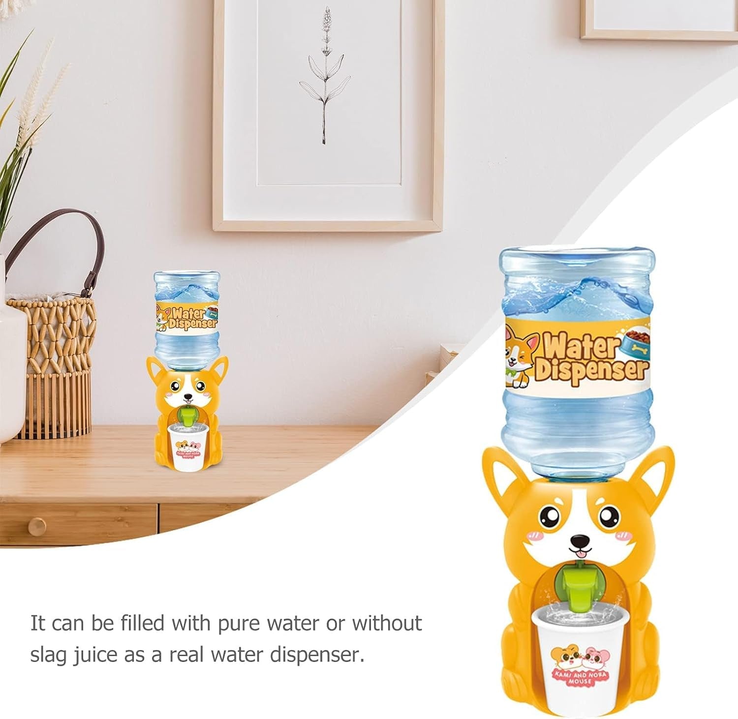 Mini Water Dispenser Toy for Kids - Lovely Cartoon Animal Shaped Water Machine Drinking Fountains Toys (Corgi)