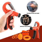 6Pcs Hand Grip Strengthener Kit, Hand Strength Exerciser, Adjustable Resistance 22 to 132Lbs Hand Gripper,Finger Exerciser,Finger Stretcher,Grip Ring & Stress Relief Grip Ball（Orange）