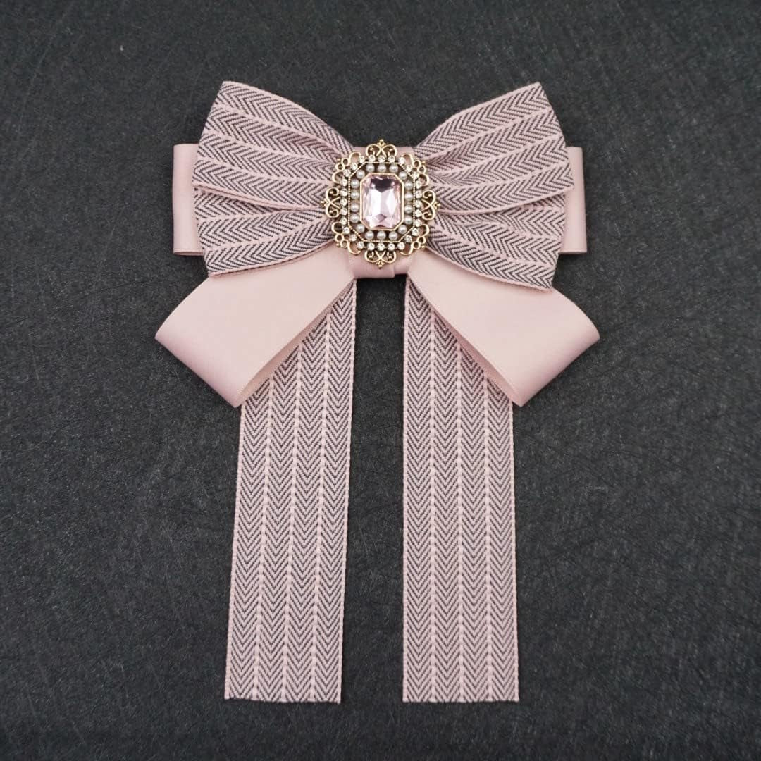 Cc Brooches for Women Fashion Pre-Tied Neck Tie Brooch Pin Bow Tie Patriotic Collar Jewelry Gift