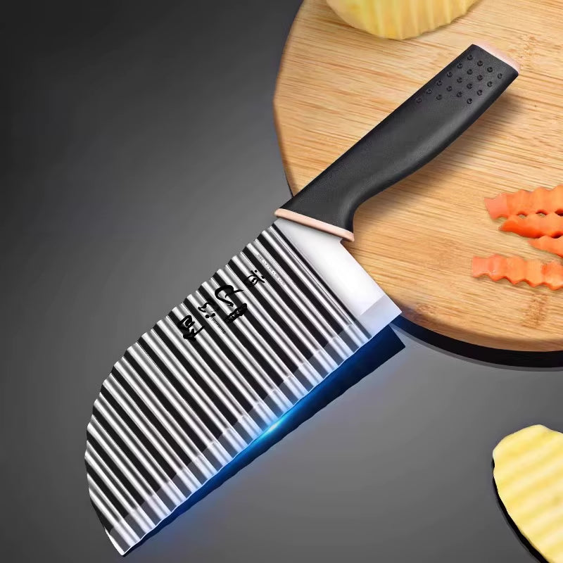 For Kitchen Cortador De Patatas Fritas Para Hacer Patatas Fritas, Cuchillo Ondulado Deacero Inoxidable, Cuchillo De Cocina