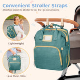 Multifunctional Diaper Bag Backpack with Changing Station & Insulated Pockets, Green