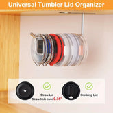 Tumbler Lid Organizer under Cabinet Tumbler Lid Holder Hook for Kitchen Organizers and Storage Space Saving Cup Lid Organizer