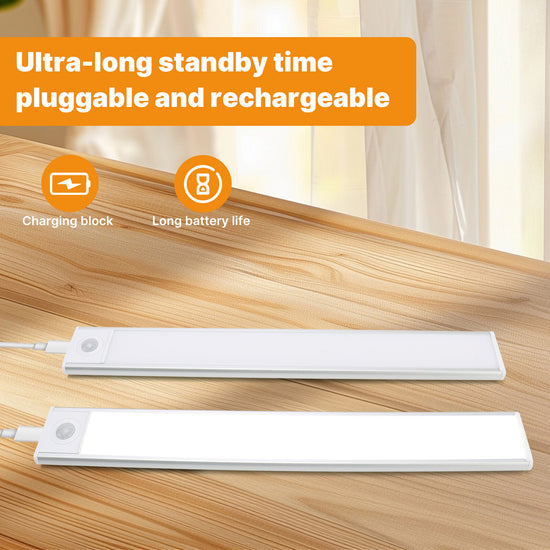 LED Motion Sensor Light under Cabinet Closet Light USB Rechargeable Strip Lamp