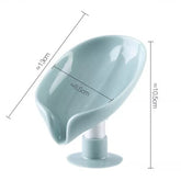 2Pcs Soap Dishes Holder Self Draining Leaf Shape Box Saver Suction Cup Bathroom