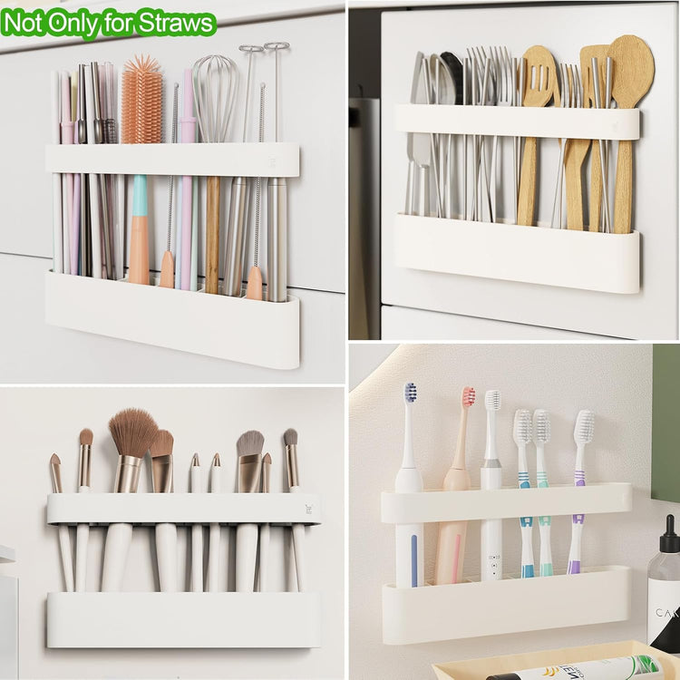 Straw Holder for Cabinet Door, Silicone Straw Organizer for Cabinet Door