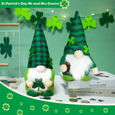 St Patricks Day Decorations, 2 Pcs Shamrock Gnomes Plush St Patricks Day Gifts for Home Table Decor, 11 Inch (Green)