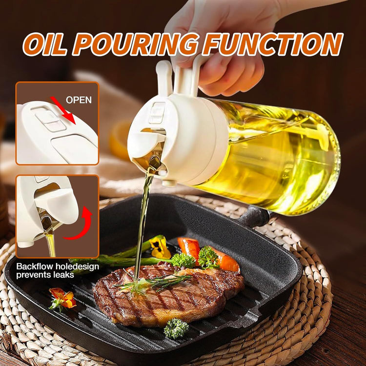 16Oz Oil Dispenser Bottle 2 in 1 Olive Oil Sprayer for Kitchen Cooking 470Ml