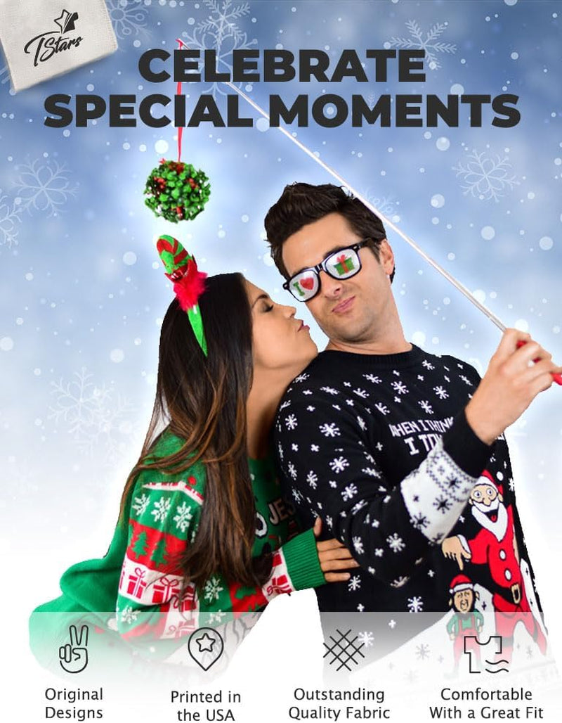 Pug Christmas Sweater for Men Women Adult Unisex Santa Paws Ugly Xmas Holiday Tacky Sweater