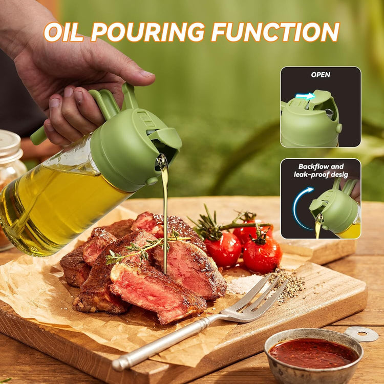 16Oz Oil Dispenser Bottle 2 in 1 Olive Oil Sprayer for Kitchen Cooking 470Ml