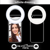 40 LED Selfie Ring USB Rechargeable Fill Light Mini Portable Clip-On Flash Light for Cell Phones Ipad Laptop