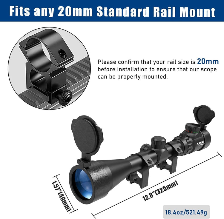 "Mira Telescópica Táctica Francotirador 3-9X40Mm Para Prueba De Niebla De Caza "