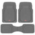 & BDK Heavy Duty Gray Rubber Car Mats Full Set - Universal Trim-To-Fit All Weather Floor Mats - Floor Mats for Car Accessories - Front & Back Interior Floor Mats for Truck Accessories