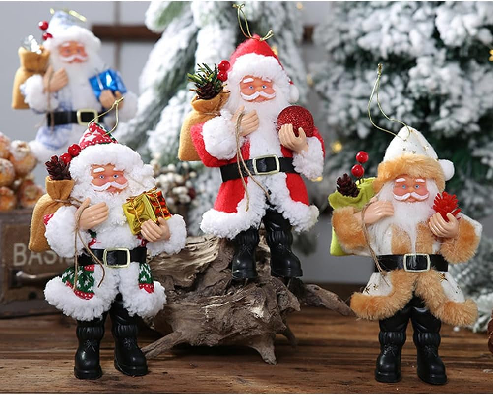 Christmas Standing Santa Claus Figurine Decor Christmas Ornaments Santa Collectors for Home Table Tiered Tray Decorations
